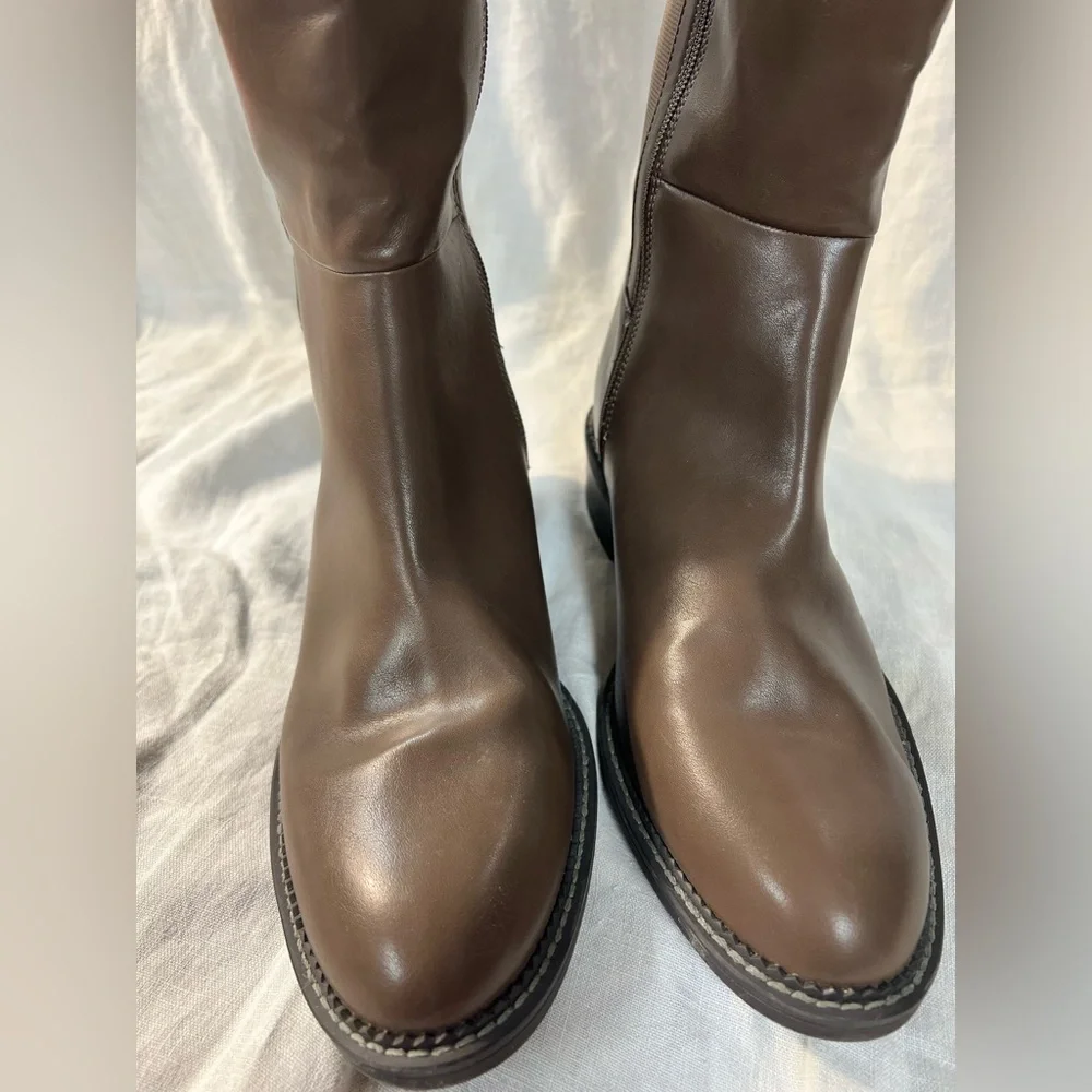 Brown Knee-High Zipped Boots - Picture 7 of 16